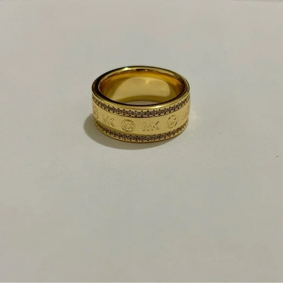 Michael Kors Gold-Tone Brass Eternity Ring Size 5